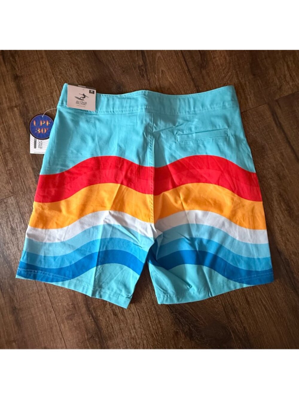 Alvin's Island Men's Rainbow Wave Board Shorts Swim Trunks Size M - Picture 4 of 6
